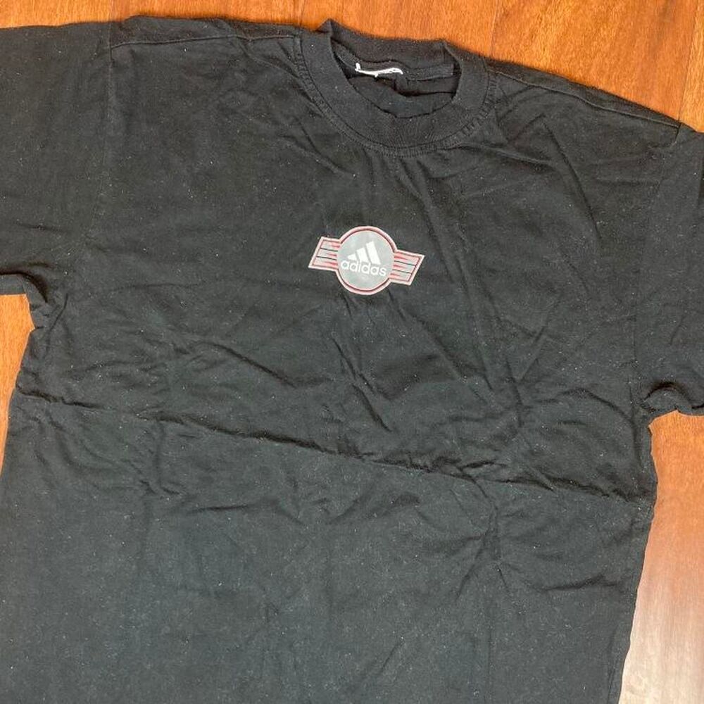 Vintage Adidas 1990s Racing Essential Black T-Shirt Size L